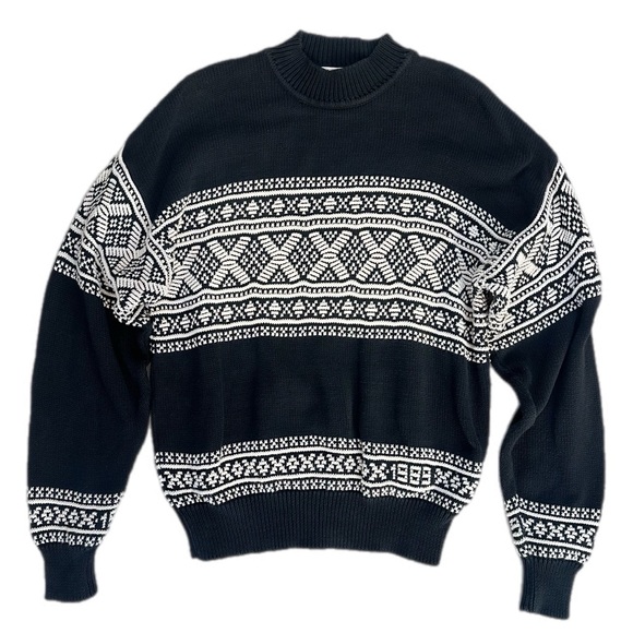 Vintage The Heartland Co. Fair Isle Cotton Mock Neck Sweater Hong Kong Size M/L